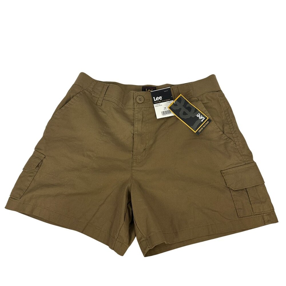 Lee Womens 5 Inch Size 10 Comfort Waistband Cargo Shorts Kangaroo Brown